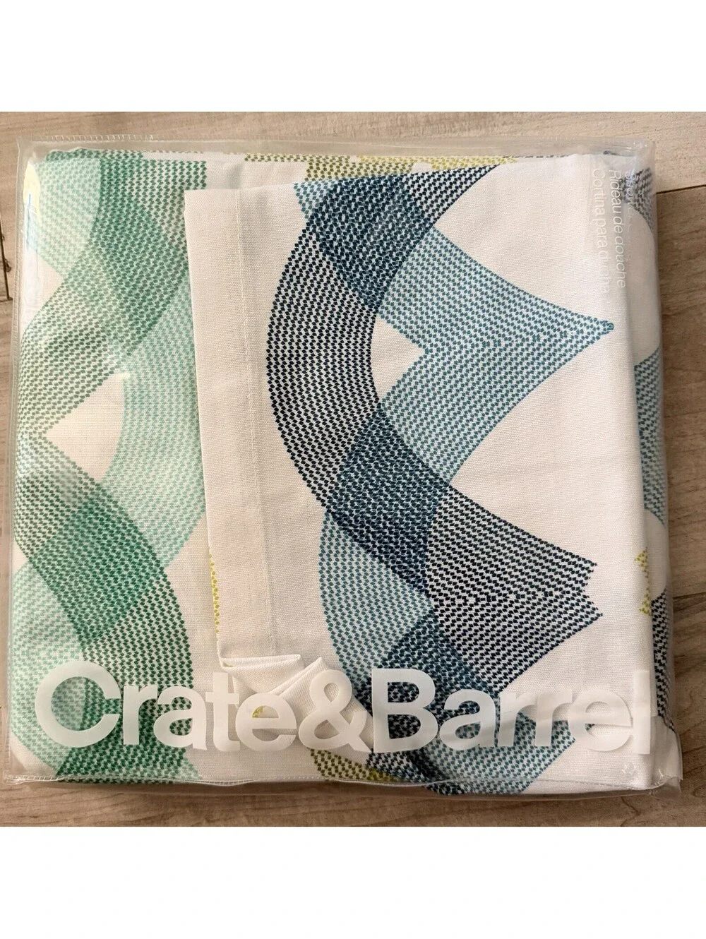 Crate & Barrel Marissa Shower Curtain Blue Green White New